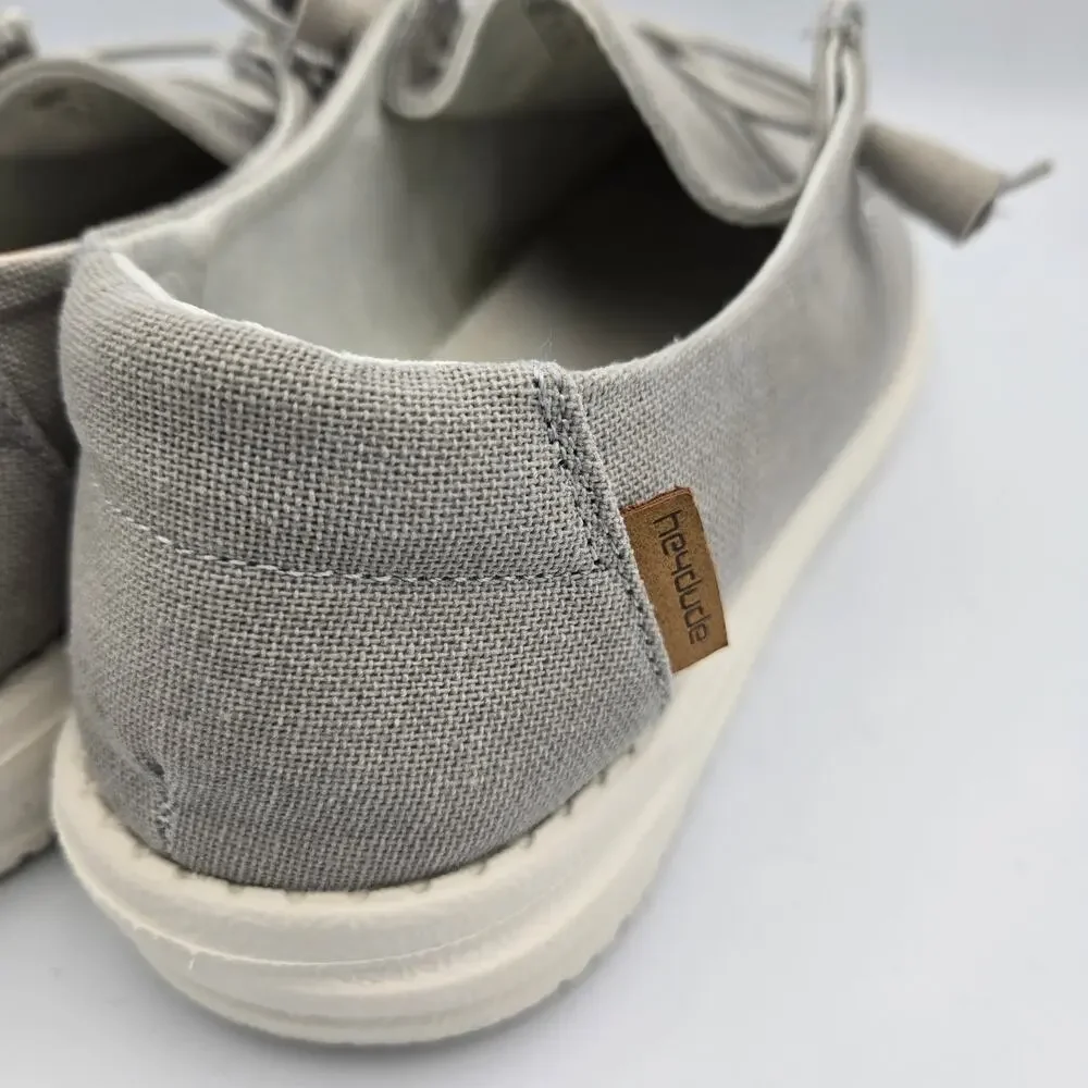 Hey Dude Wendy Chambray Light Grey Slip‑On Shoes – Women’s 8
